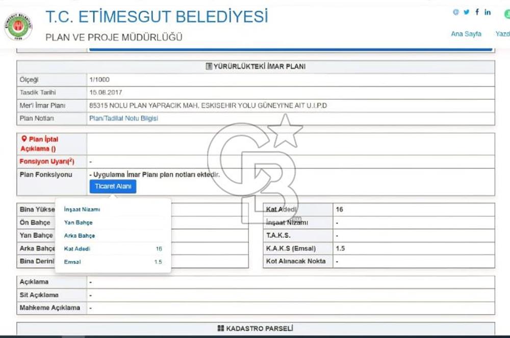 CB PREMIUM'DAN YAŞAMKENT BİTİŞİĞİ YATIRIMLIK TİCARİ ARSA