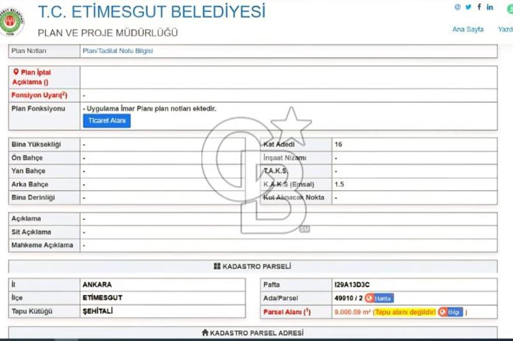 CB PREMIUM'DAN YAŞAMKENT BİTİŞİĞİ YATIRIMLIK TİCARİ ARSA