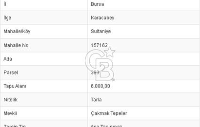 KARACABEY SULTANİYE SATILIK 6DÖNÜM ARAZİ *