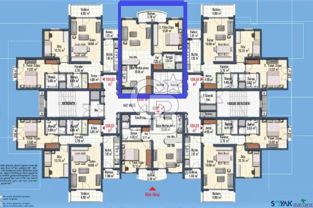 İzmir Karşıyaka Mavişehir Soyak A Etap Kiralık 1+1 72 m² Daire