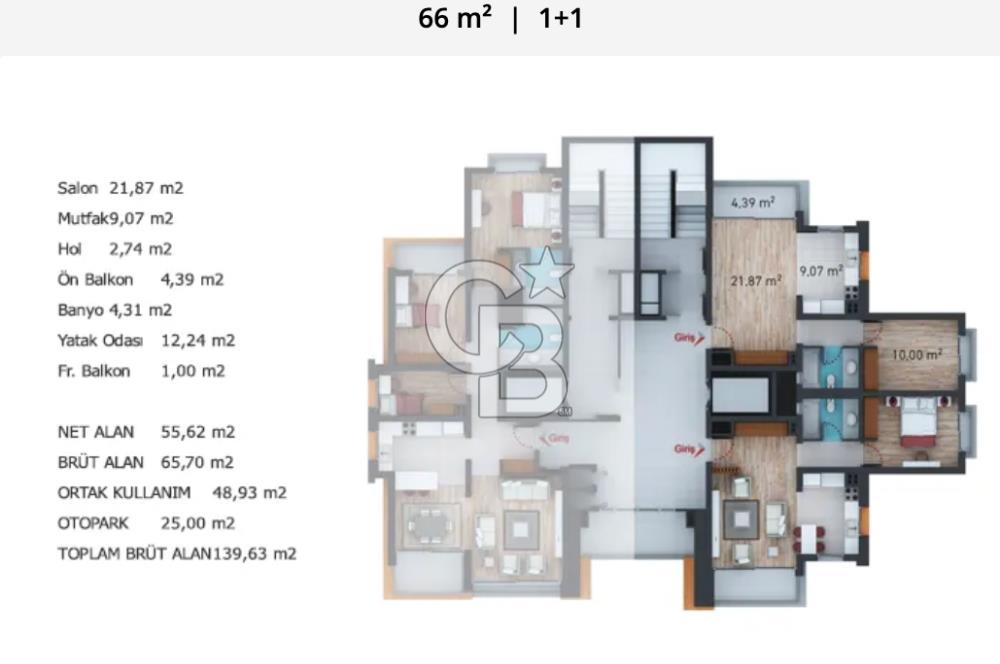 Karşıyaka 360 Sitesi Eşyalı Kiralık 1+1 Daire 14. Kat