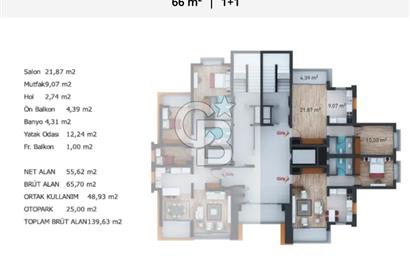 Karşıyaka 360 Sitesi Eşyalı Kiralık 1+1 Daire 14. Kat