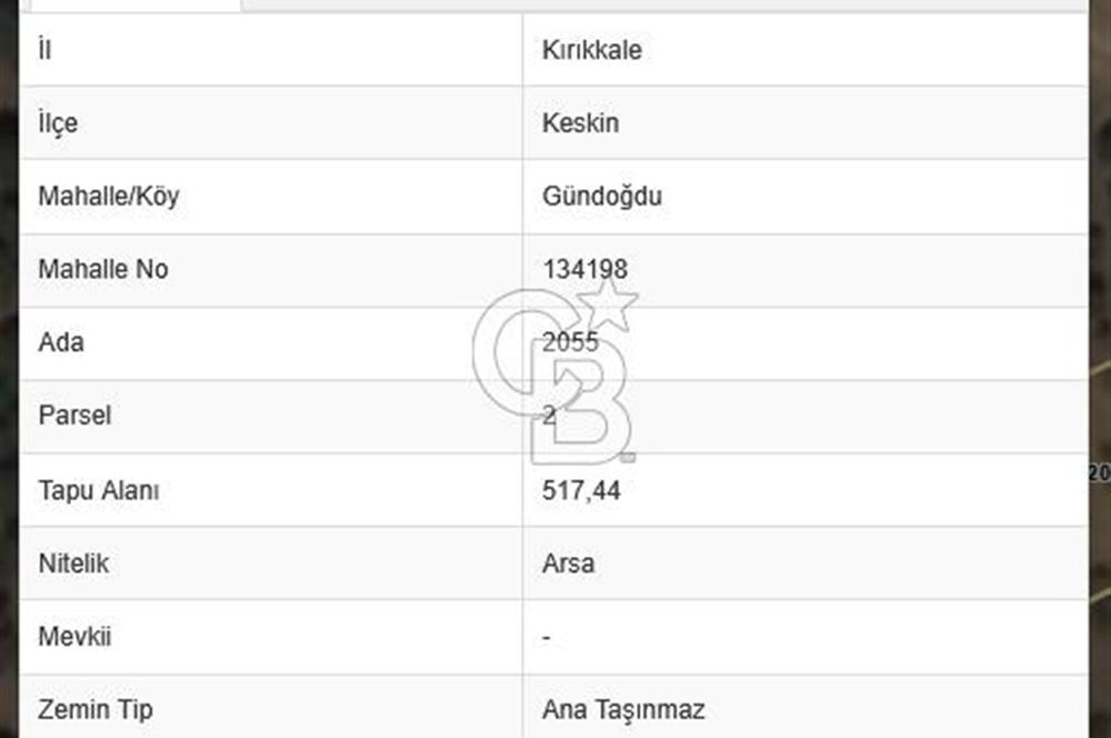 518m² 10 KAT İMARLI KÖŞE ARSA KIRIKKALE KESKİN GÜNDOĞDU 2055-2