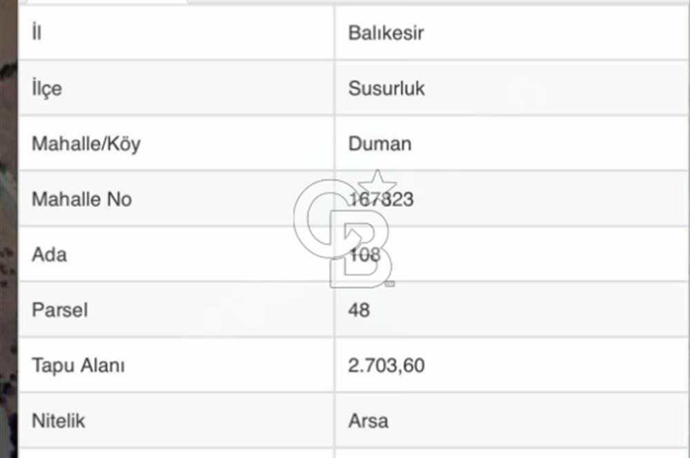 CB BLACK'TEN BALIKESİR SUSURLUK'TA RÜZGAR TESİSLİ ARSA