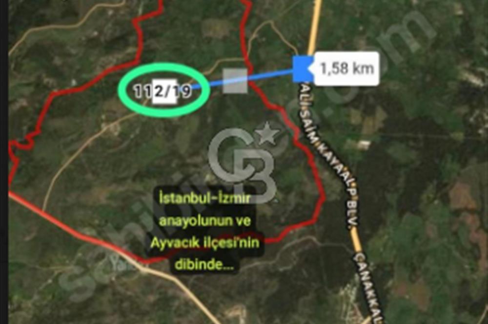 AYVACIK İLÇESİ'NE 3KM. TAŞ DUVARLI,İÇİNDE YAPI OLAN"282M2 ARSA"