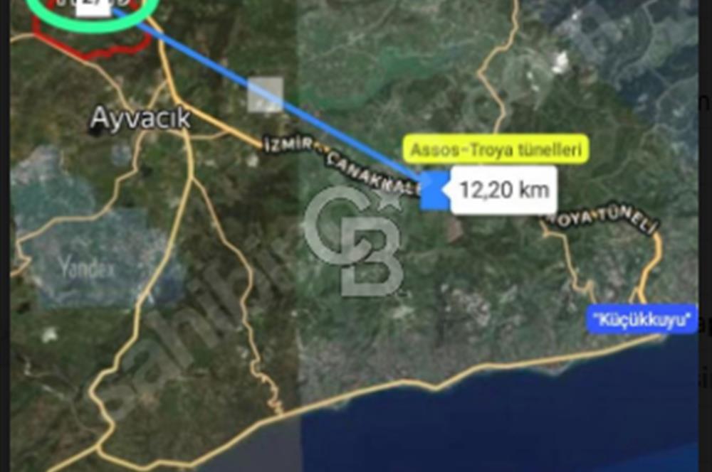 AYVACIK İLÇESİ'NE 3KM. TAŞ DUVARLI,İÇİNDE YAPI OLAN"282M2 ARSA"