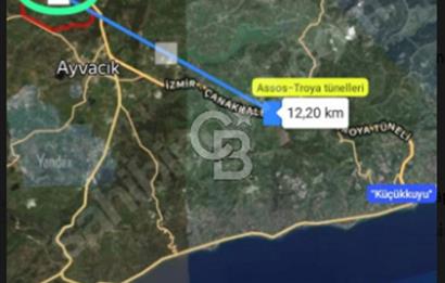 AYVACIK İLÇESİ'NE 3KM. TAŞ DUVARLI,İÇİNDE YAPI OLAN"282M2 ARSA"