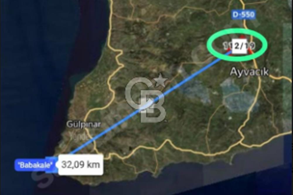 AYVACIK İLÇESİ'NE 3KM. TAŞ DUVARLI,İÇİNDE YAPI OLAN"282M2 ARSA"
