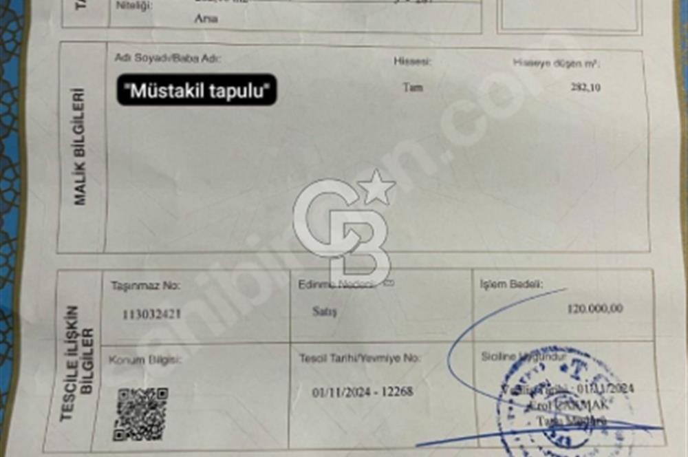 AYVACIK İLÇESİ'NE 3KM. TAŞ DUVARLI,İÇİNDE YAPI OLAN"282M2 ARSA"