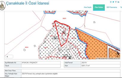  ÇANAKKALE AYVACIK PAŞAKÖY DENİZ MANZARALI YOLU OLAN 5001 M2 ARSA
