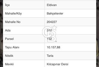 ELDİVAN BAHÇELİEVLER MAHALLESİ GES KURULABİLEN 10 DÖNÜM ARSA