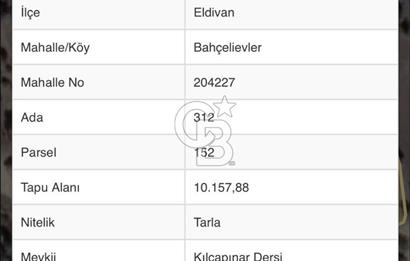 ELDİVAN BAHÇELİEVLER MAHALLESİ GES KURULABİLEN 10 DÖNÜM ARSA