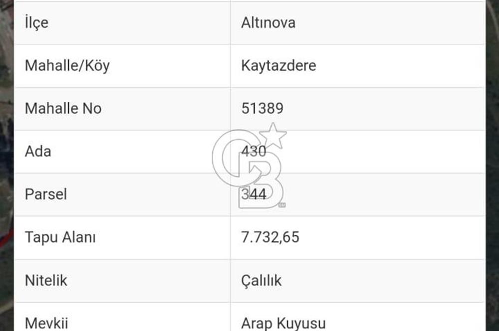 ALTINOVA KAYTAZDERE MAHALLESİ KONUT İMARLI 8 DÖNÜM ARSA
