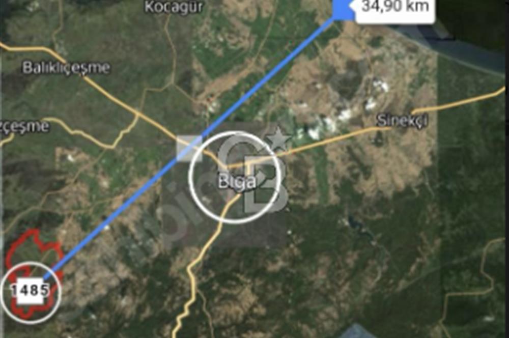 ÇANAKKALE/BİGA'DA DEREYE CEPHE,YOLU OLAN "5550M2"HARİKA ARAZİ.