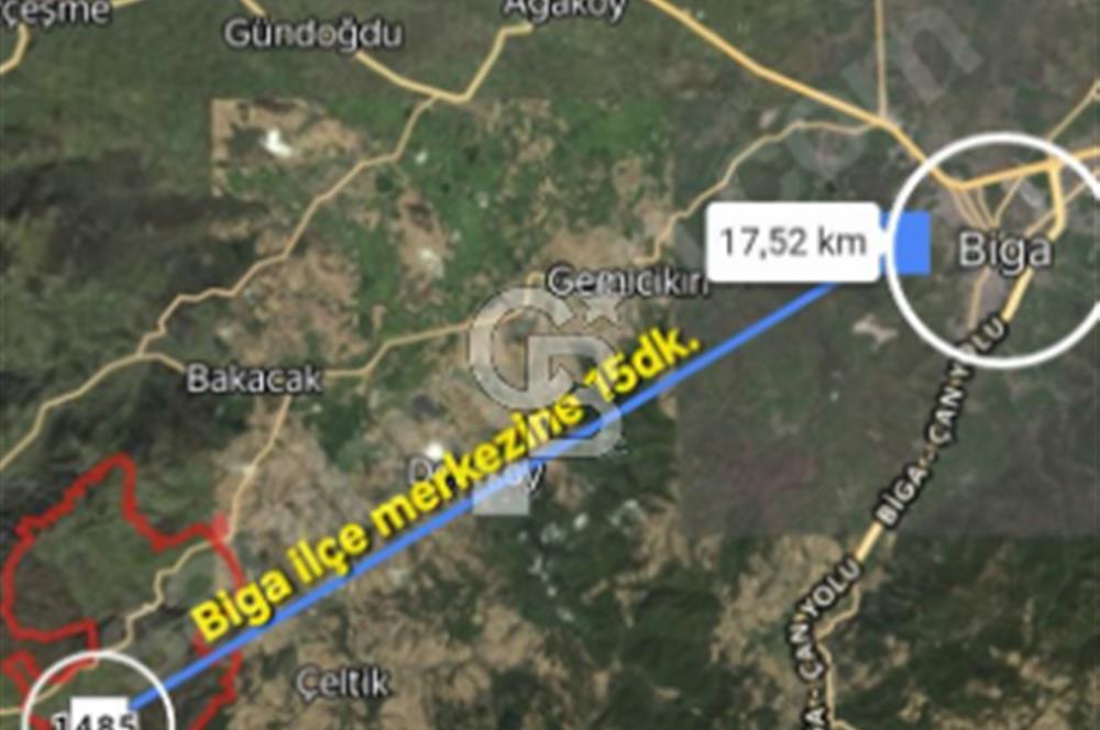 ÇANAKKALE/BİGA'DA DEREYE CEPHE,YOLU OLAN "5550M2"HARİKA ARAZİ.
