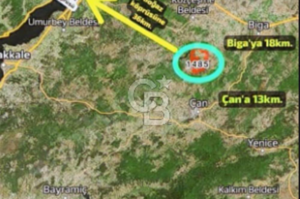 ÇANAKKALE/BİGA'DA DEREYE CEPHE,YOLU OLAN "5550M2"HARİKA ARAZİ.