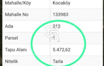 AYVACIK/KOCAKÖY'DE KÖYÜN DİBİNDE,RESMİ YOLU OLAN"5472M2 ARAZİ"