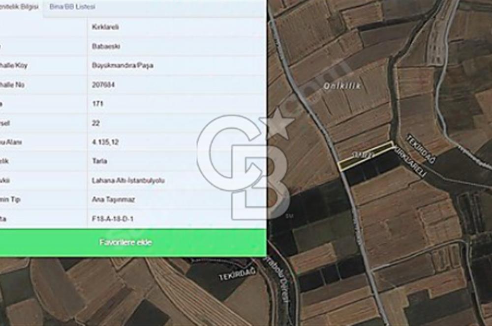 KIRKLARELİ BABAESKİ BÜYÜKMANDIRA PAŞADA SATILIK 620 M2 ARSA