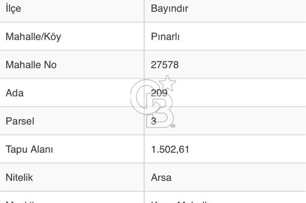 İzmir Bayındır Pınarlı'da Köy İçinde Satılık İmarlı Arsa