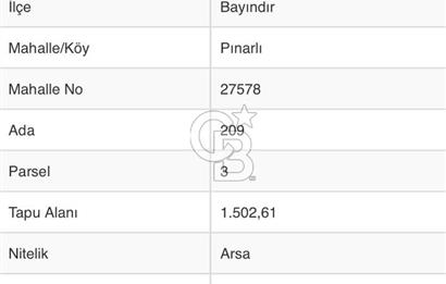 İzmir Bayındır Pınarlı'da Köy İçinde Satılık İmarlı Arsa