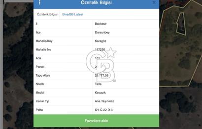 CB EAGLE'DAN DURSUNBEY KARAGÖZ MAHALLESİNDE SATILIK TARLA 29.777 M2