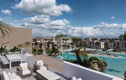 Kıbrıs İskele'de Ultra Lüks Lagün Havuzlu Sitede Satılık 2+1 Özel Bahçeli Daireler