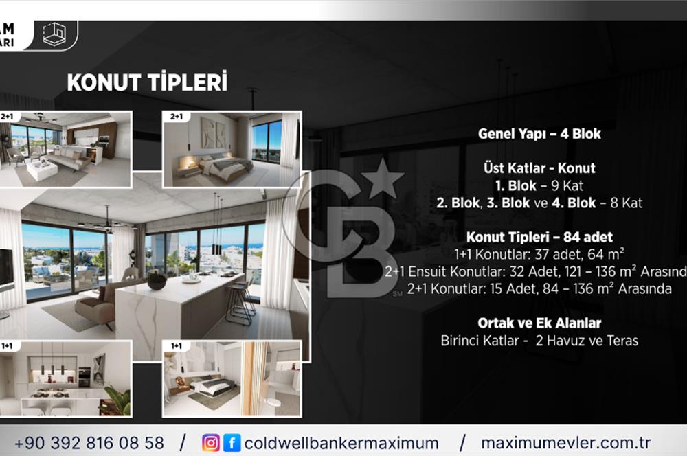 Girne Merkez'de Satılık Ultralüks 1+1 Penthouse Daireler
