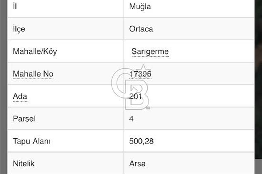 MUĞLA SARIGERME'DE DENİZ MANZARALI TEK TAPU İMARLI 500 M2 ARSA