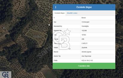 CB CLASS BURSA OSMANGAZİ GÜNDOĞDU SATILIK ARAZİ