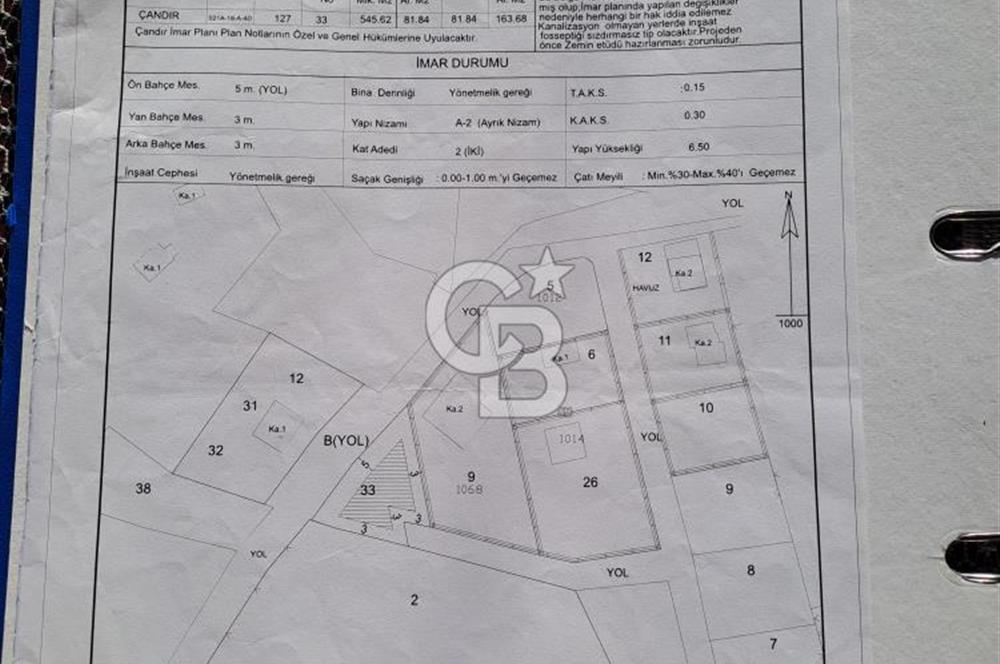 KÖYCEĞİZ ÇANDIR'DA VİLLA İMARLI ARSA