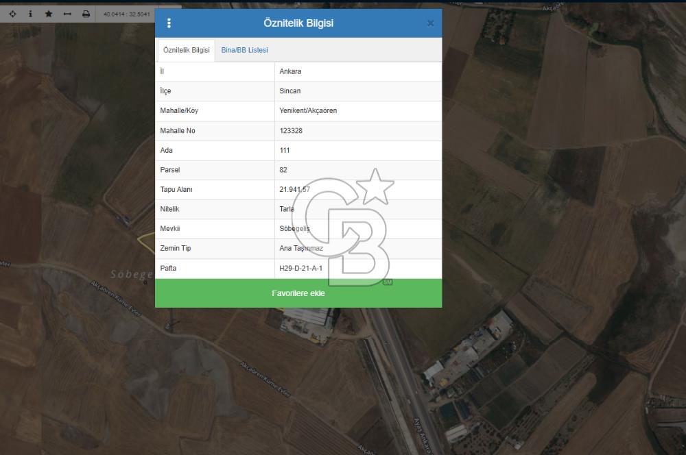 ANKARA SİNCAN AKÇAÖRENDE AYAŞ-ANKARA YOLUNA YAKIN SATILIK TARLA