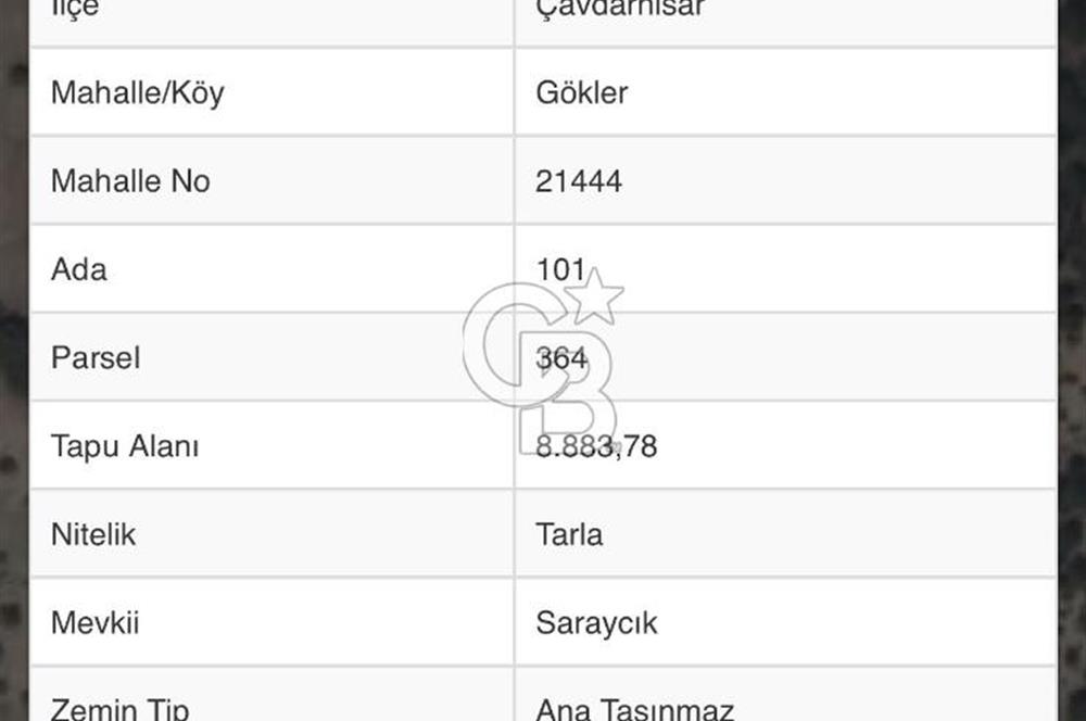 Gökler Köyünde 8.887 m² Doğa İçinde Elektrik ve Suya Yakın Tarla