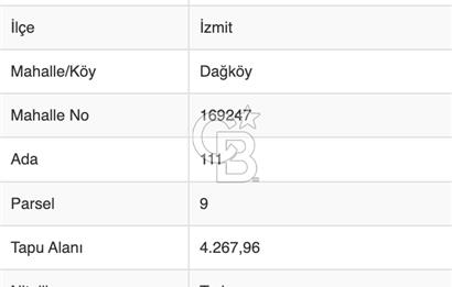Kocaeli ili, İzmit ilçesi, Dağköy Mahallesi, E/KAKS:0,05 Diğer Tarım Alanı imarlı (Maks 250 m2 ev yapılabilir) satılık tarla