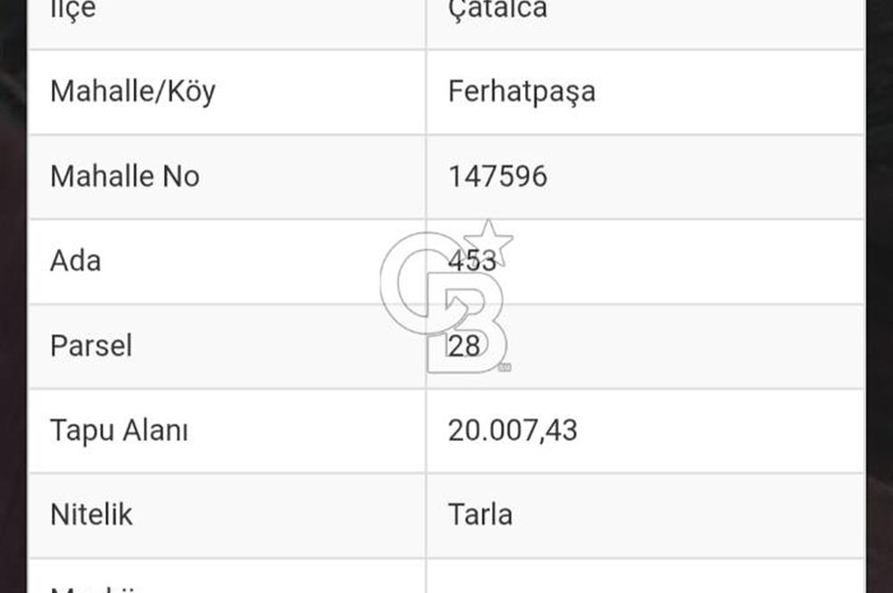 SATILIK ÇATALCA FERHATPAŞA DA TİCARİ ARSA