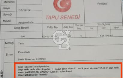 Kocaeli ili, İzmit ilçesi, Dağköy Mahallesi, E/KAKS:0,05 Diğer Tarım Alanı imarlı (Maks 250 m2 ev yapılabilir) satılık tarla