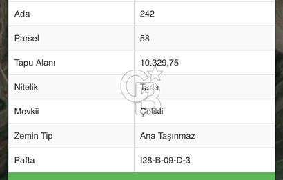 AYAŞ GÖKLER MAHALLESİNDE 10.329 m2 TEK TAPU TARLA