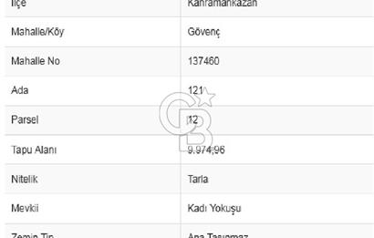 KAHRAMANKAZAN GÖVENÇTE İMARA ÇOK YAKIN SATILIK TARLA