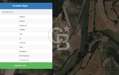 Çatalca Dağyenice Satılık 5.679 M2 Müstakil Tapulu Arazi