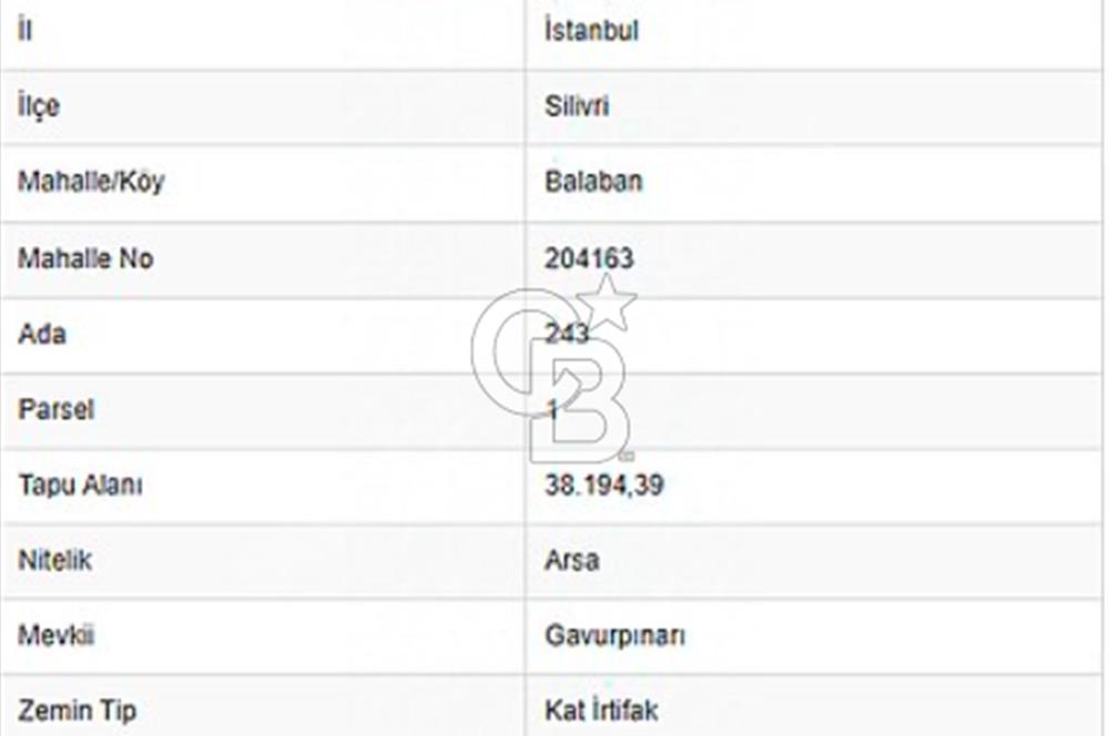 SİLİVRİ BALABAN 243/1 ALAN İÇİNDE YERİ BELLİ 356 M2 SATILIK ARSA