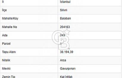 SİLİVRİ BALABAN 243/1 ALAN İÇİNDE YERİ BELLİ 356 M2 SATILIK ARSA