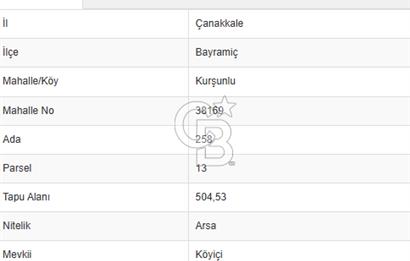 BAYRAMİÇ KURŞUNLU KÖYÜNDE 3 PARSELDEN OLUŞAN SATILIK ARSA