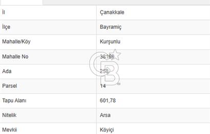 BAYRAMİÇ KURŞUNLU KÖYÜNDE 3 PARSELDEN OLUŞAN SATILIK ARSA