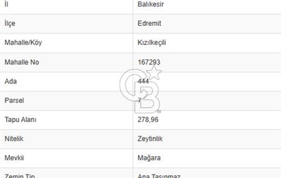 EDREMİT KIZILKEÇİLİ TEK TAPU DENİZE 2 KM YOLA CEPHE ZEYTİNLİK