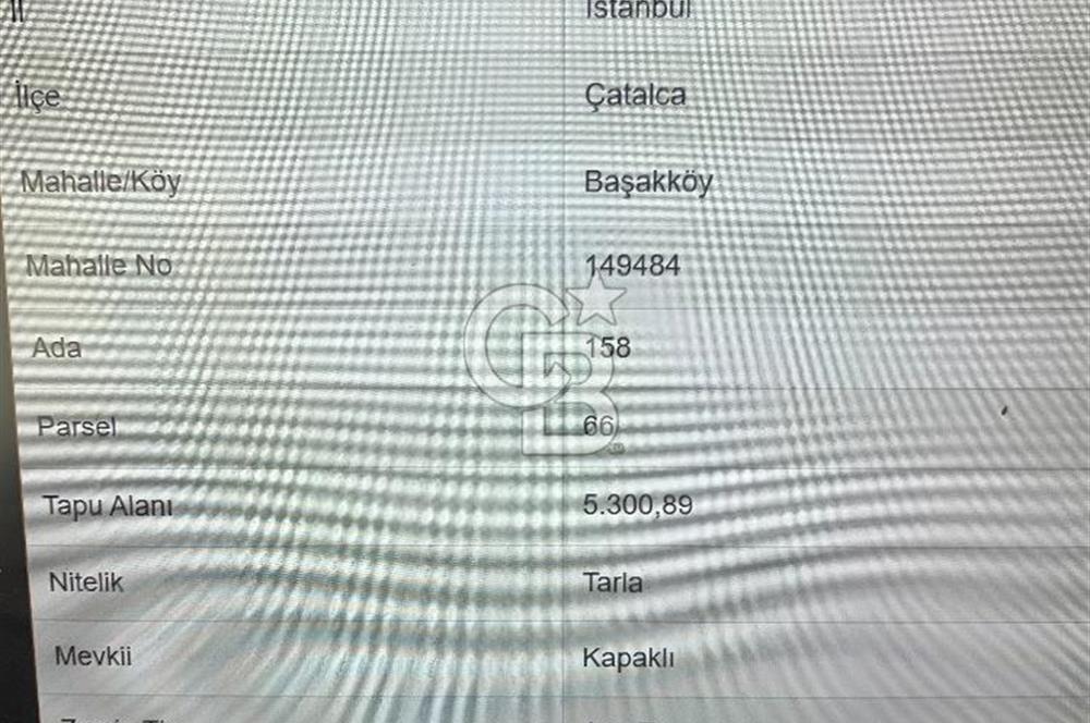 1281274468 ÇATALCA BAŞAKKÖY'DE SATILIK 5300M2 TARLA + 3778M2 ÇAYIR (KOMŞU) 