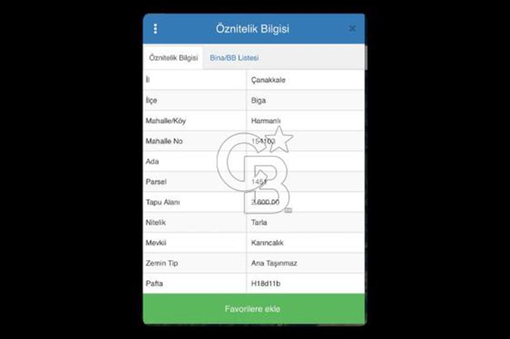 Çanakkale Biga Harmanlıda 2600 m² Satılık Tarla