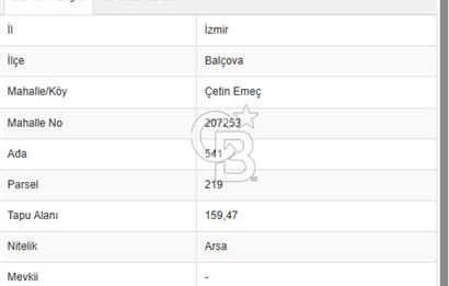 Balçova Çetin Emeç’te Deniz Manzaralı Arsa