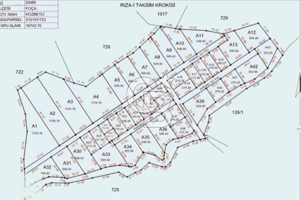 İzmir Foça Kozbeylide Satılık Tarla