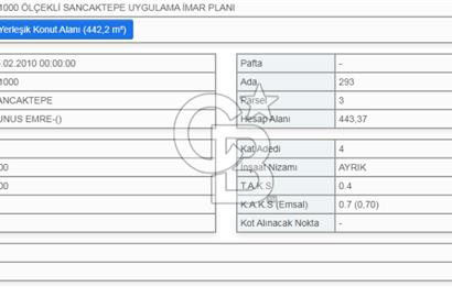 YUNUS EMRE DE 8 DAİRELİK 443 M2. SATILIK FIRSAT ARSA