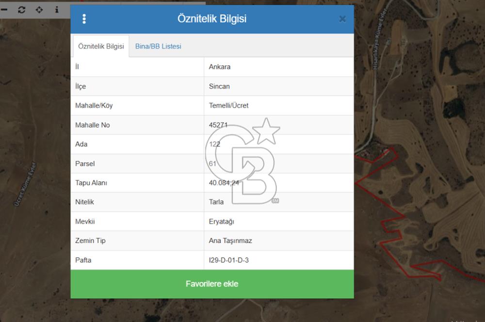 Sincan Temelli Ücret Mevkinde İmara Yakın Tek Tapu Tarla