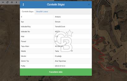Sincan Temelli Ücret Mevkinde İmara Yakın Tek Tapu Tarla